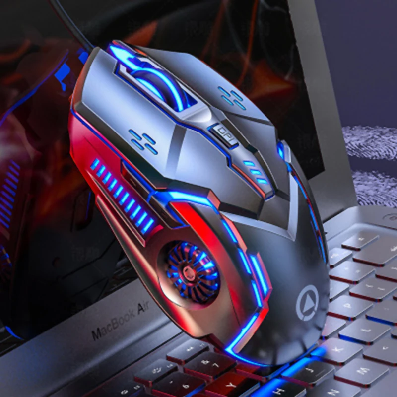 Проводная игровая мышь 6 программируемых кнопок 3200 точек/дюйм USB компьютерная для ноутбука с RGB подсветкой подходит PUBG LOL