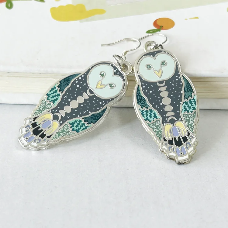 Custom korean design hard enamel 925 sterling silver hooks fashion women jewelry gold plated earrings with cards package