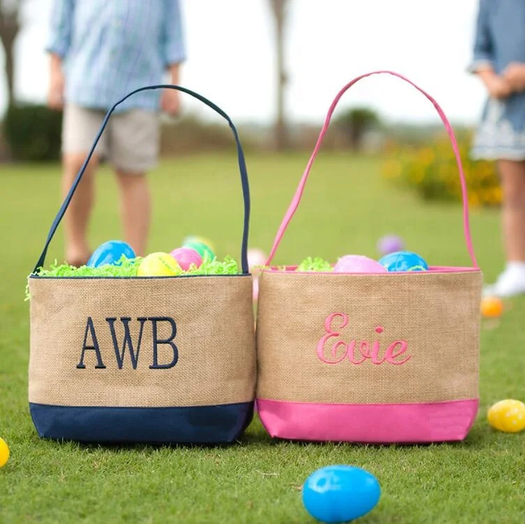 CFP G273 RTS Easter Gift Tote Blank Burlap Easter Basket