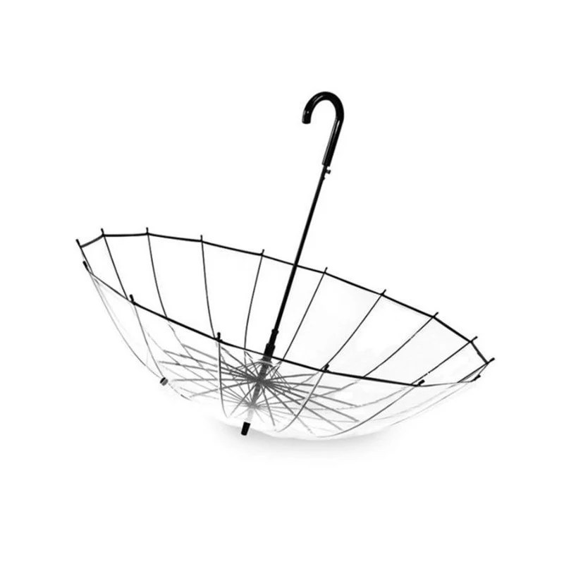 The Best Price 16 Ribs 23 inch Transparent Umbrella Clear Straight Umbrella