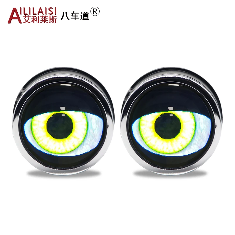 Aililaisi Wifi control3 inch most Popular Car Led Headlight Blink Angel Eye Devil Eye for Turning Driving Lens fog lamp light