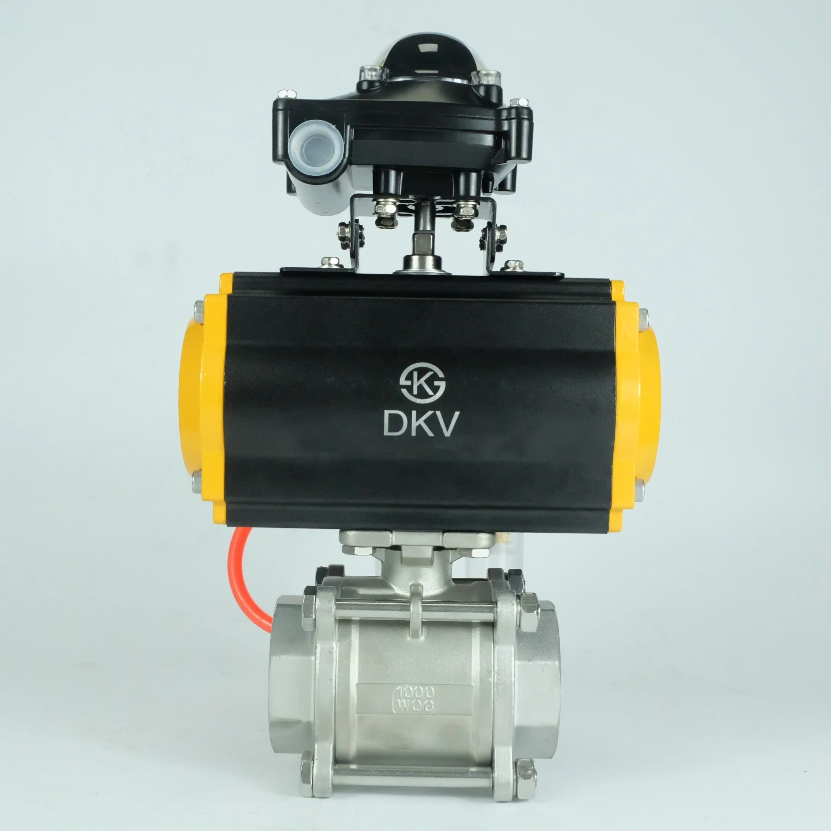 DKV Air Control Wafer Type Ball Valve Double Acting ss304 FRL solenoid positioner Pneumatic actuated Ball Valve