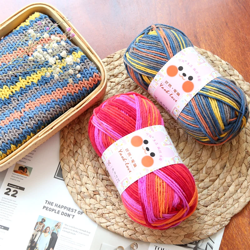 Hot sale milk cotton yarn 50g crochet yarn mixed color cotton blended yarn for hand knitting