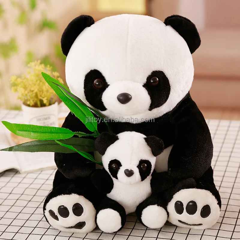 wholesale 9.8inch kawaii panda plush soft toy custom small cute stuffed animals toys panda with baby