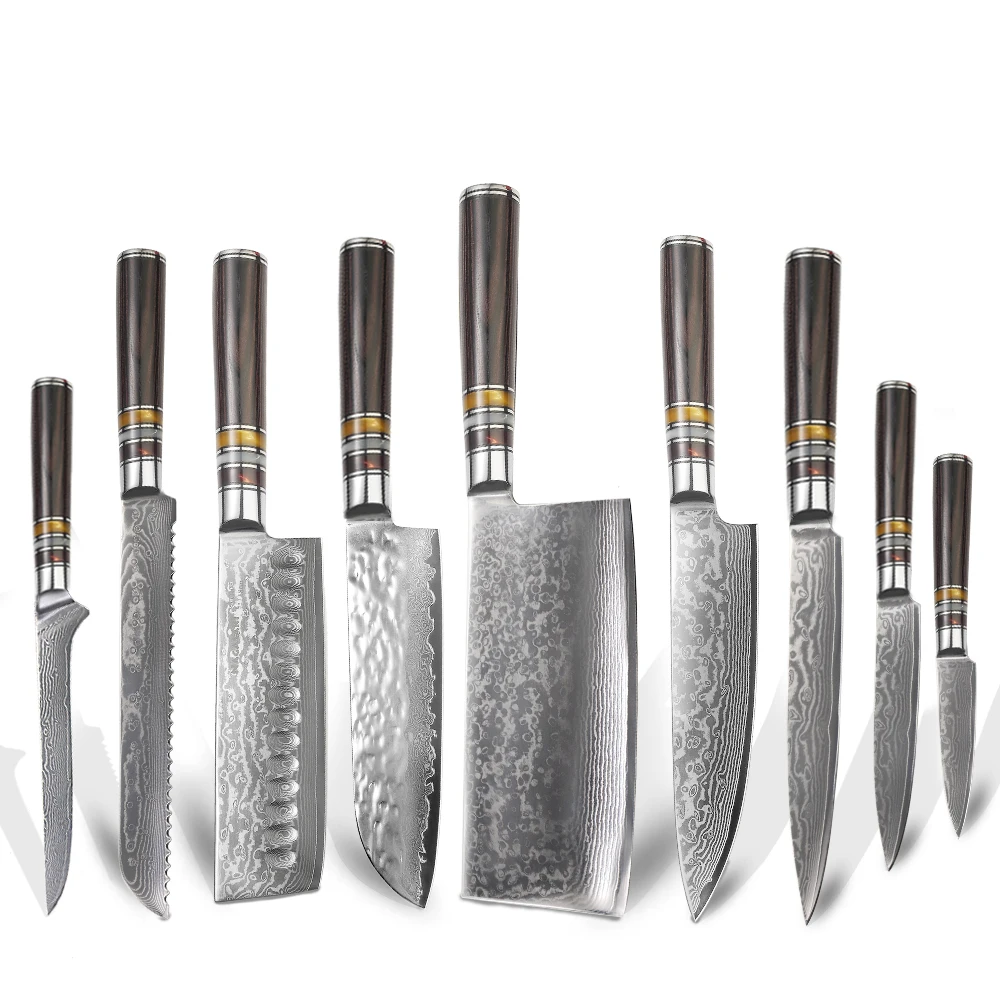High Quality Japanese VG10 Damascus Kitchen Chef Knife Set
