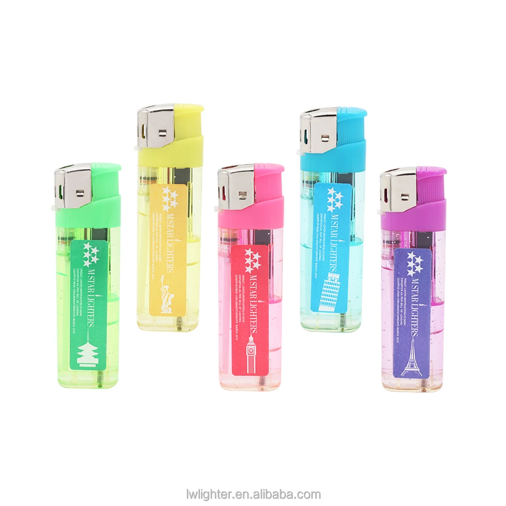 OEM pocket transparent plastic flame refillable gas fire electric lighter cigarette