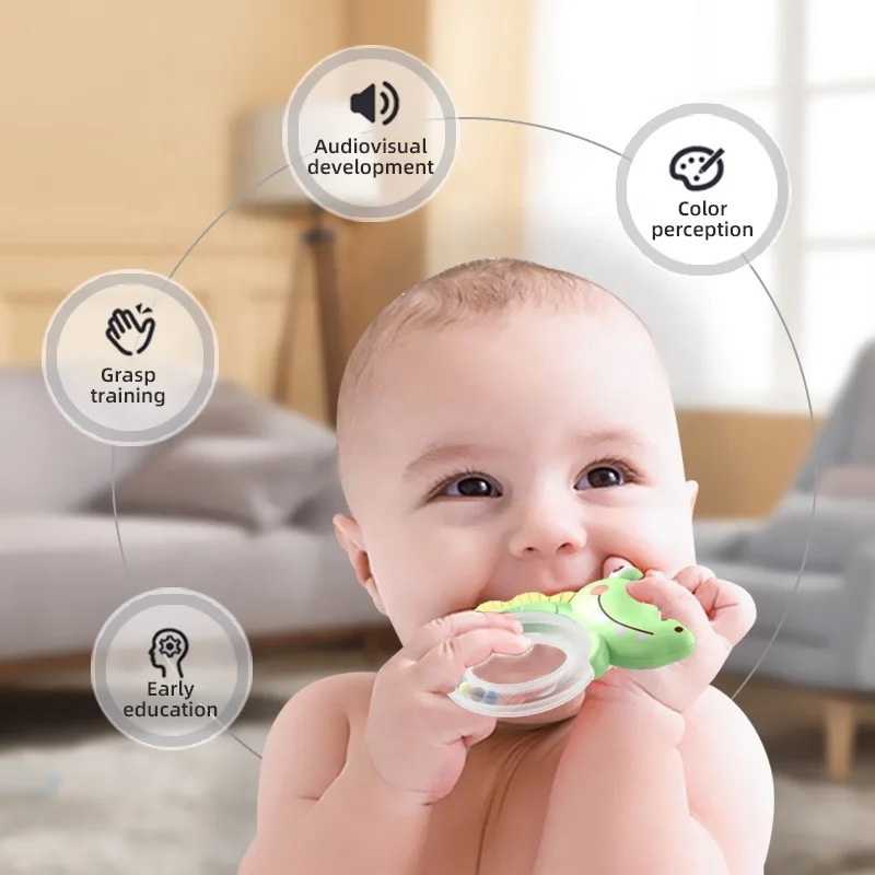 Samtoy 12PCS Non Toxic Silicone Soft ChewableTeething Toy Baby Rattles With Storage Box for Babies 0-6 Month