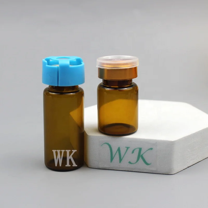 Прозрачный Янтарный стеклянный флакон с пластиковой крышкой для упаковки жидкости и порошка