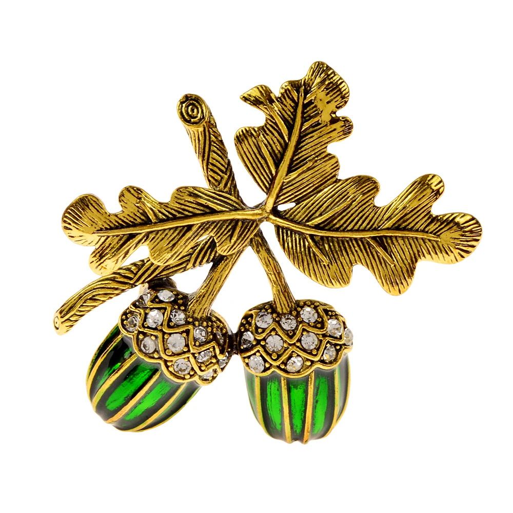 Rhinestone Vintage Pine Cones Brooch Retro Jewelry Fashion Gold Plant Pin 2 Colors Available High Quality Good Gift