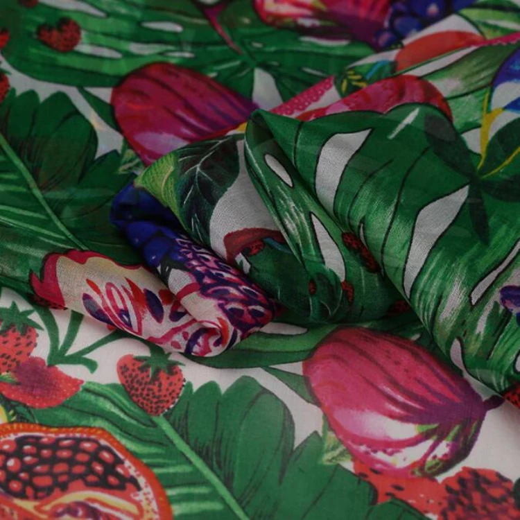 Chinese Silk Fabric Digital Printed Crinkle Chiffon Silk Fabric by the Yard