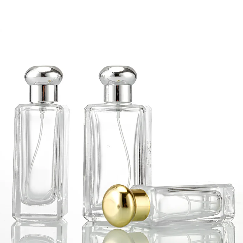 MUB Empty Jo malone High Clear Square 30ml 50ml 100ml Crimp Glass Perfume Bottle High Grade Clamp Parfum Glass Bottle