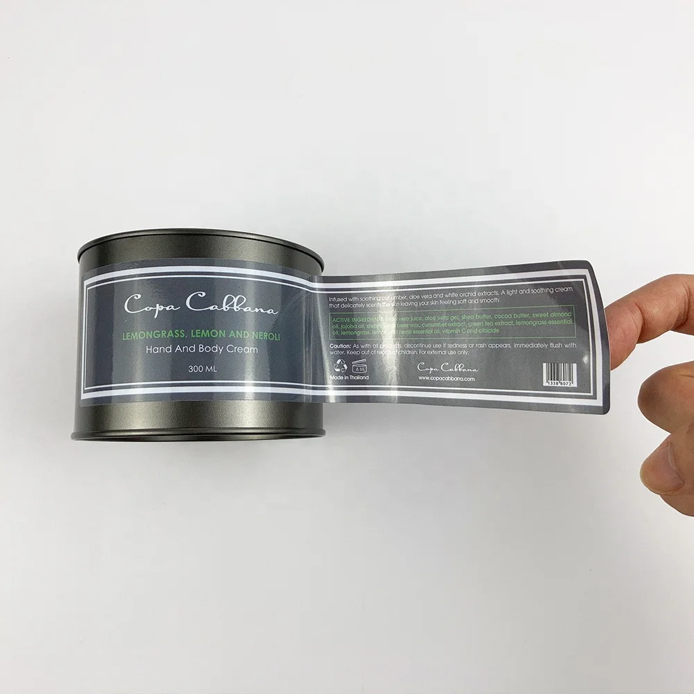 customized package label sticker label waterproof for body care products