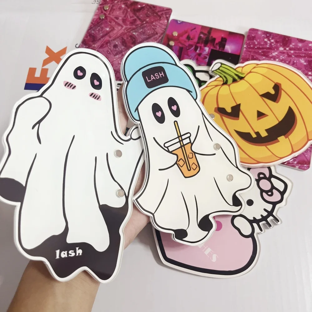 Halloween Acrylic Eyelash Extension Tools Magnet Lash Holder Pallet with Kitty Ghost Tile Mini Glue Makeup Tool Beauty Supplies