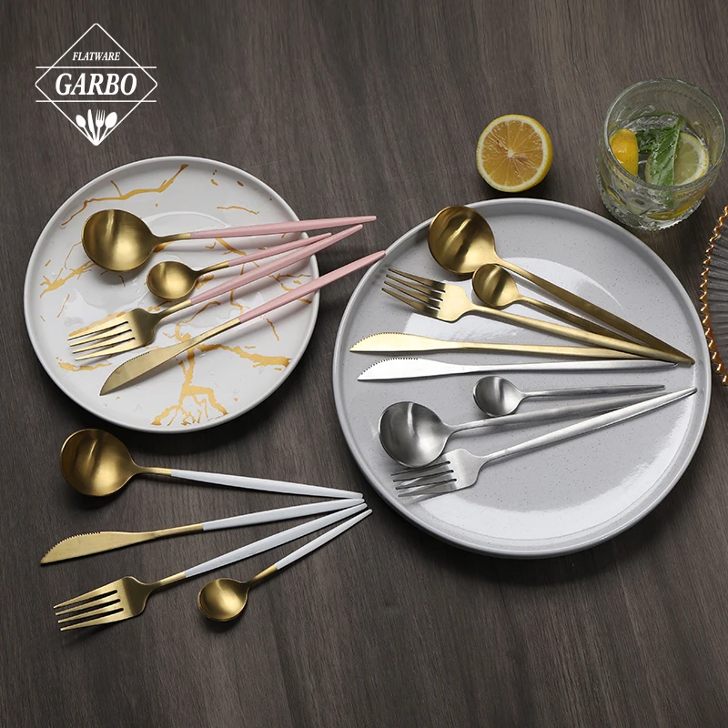 Cheap 16pcs Portuguese Fork And Spoon Set Flatware Sets Restaurant Cutlery Luxury Gold Stainless Steel Cutlery Set With Gift Box