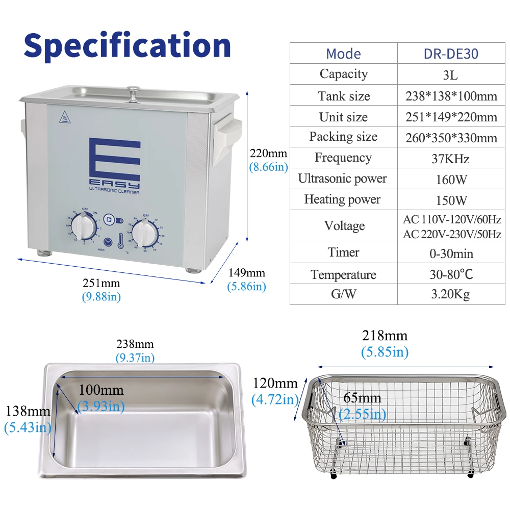 DERUI Wholesale Customization Ultrasonic Cleaner for Glasses China an