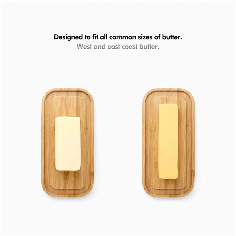 Glass Covered Butter Holder Tray Dish with Lid for Countertop and Refrigerator Door Shelf