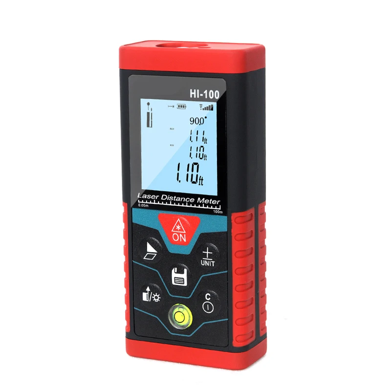 HIREED laser distance meter 100m laser tape range finder build measure