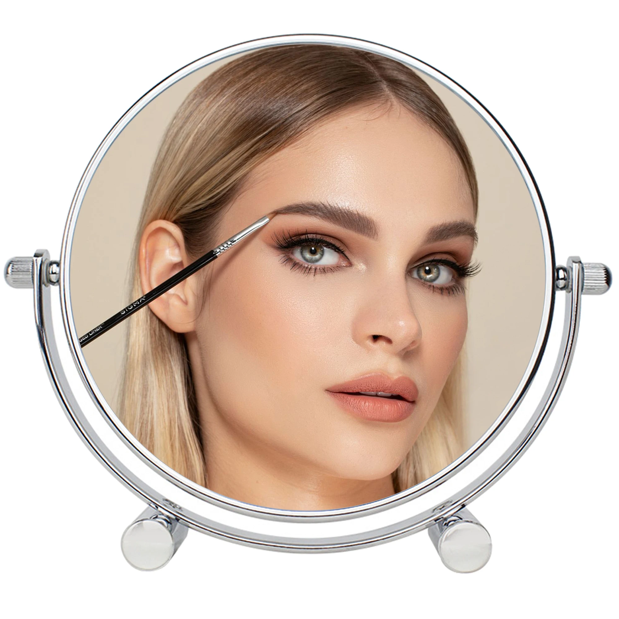 Wholesale Exquisite Portable Cosmetic Mirror Double Sided 10x Magnification Classic Modern Design Small Desktop make-up mirror
