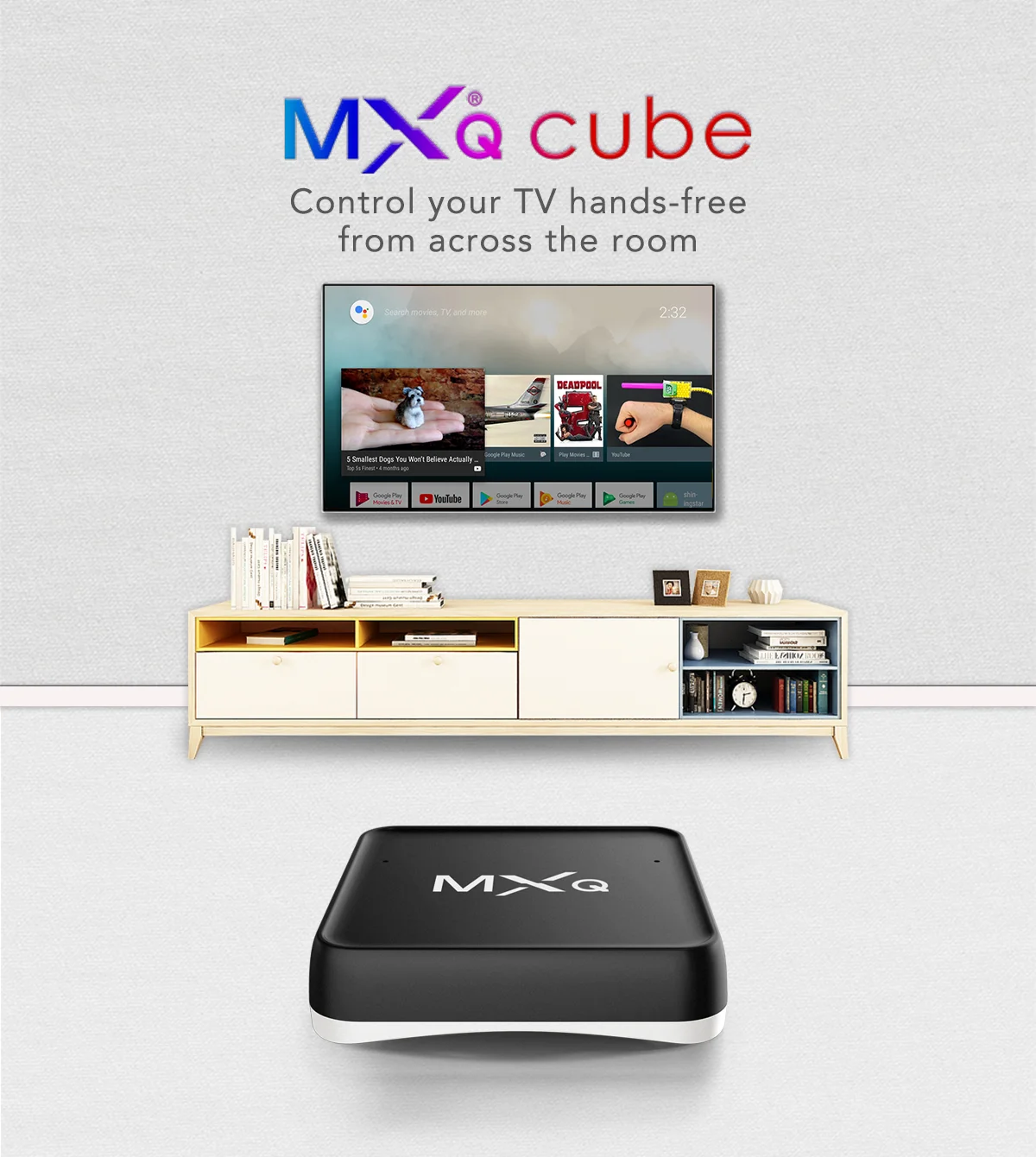ACEMAX MXQ CUBE S10X AI TV BOX with build in 2W speaker mic remote control google ATV OS dual wifi bt 4K HDR TV BOX 2G 16G