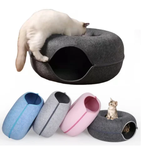 Relaxlines 2023 High Quality Hot Selling Donut Shape Felt Cat Tunnel House
