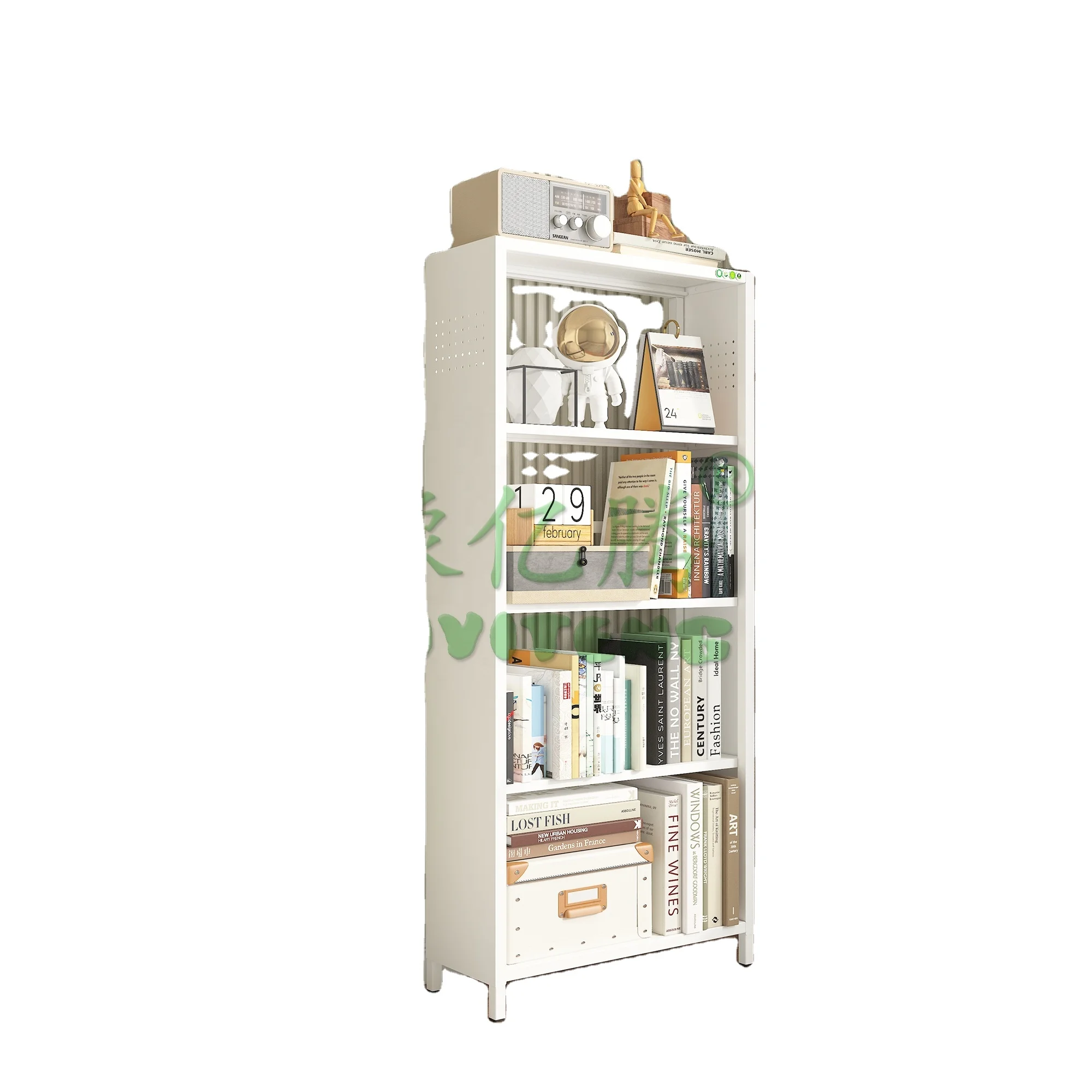 Top Sale Modern Single Sided Steel Bookcase for Books Ornaments for Bedroom School Home Office Hotel Living Room