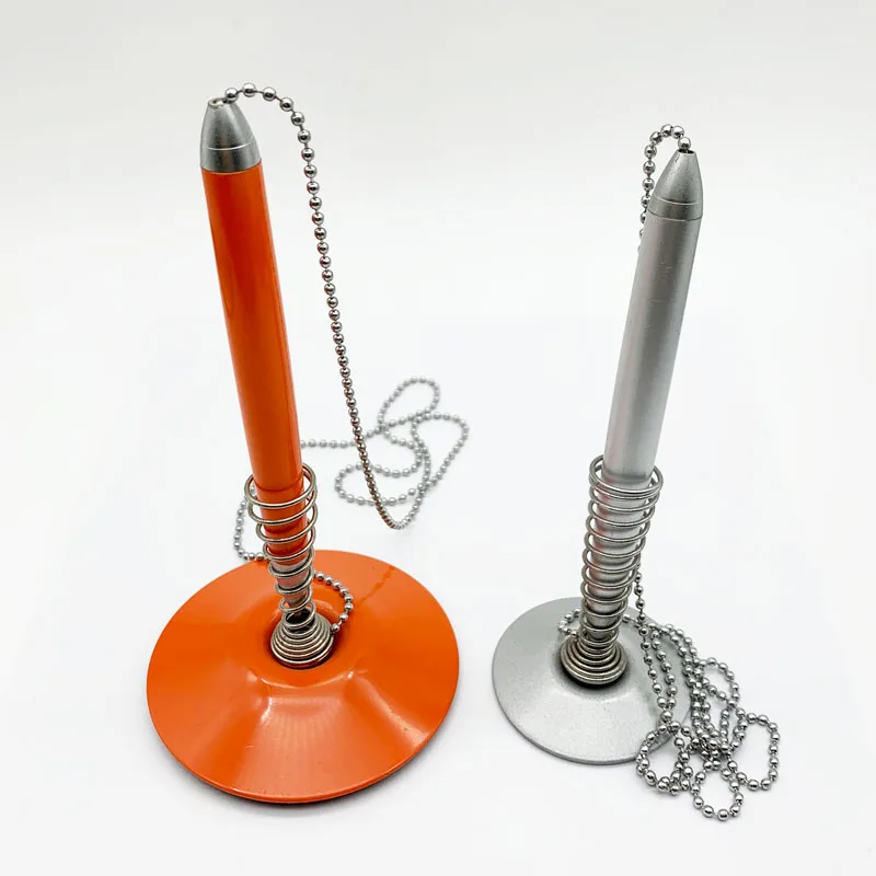 Plastic Table Pen Counter Pen Desk Pen with Metal Chain