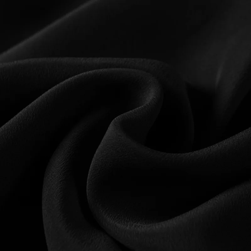 heavy silk fabric 30mm crepe de chine 114cm width No.03 black color sell by the yard