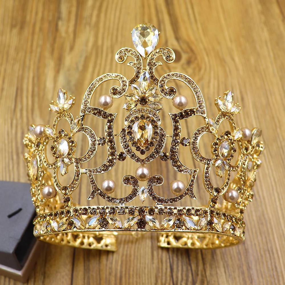 
NeeFu WoFu big Crown European and American luxury crown Fashion Bridal Wedding Wholesale Wedding Tiaras and Crowns 