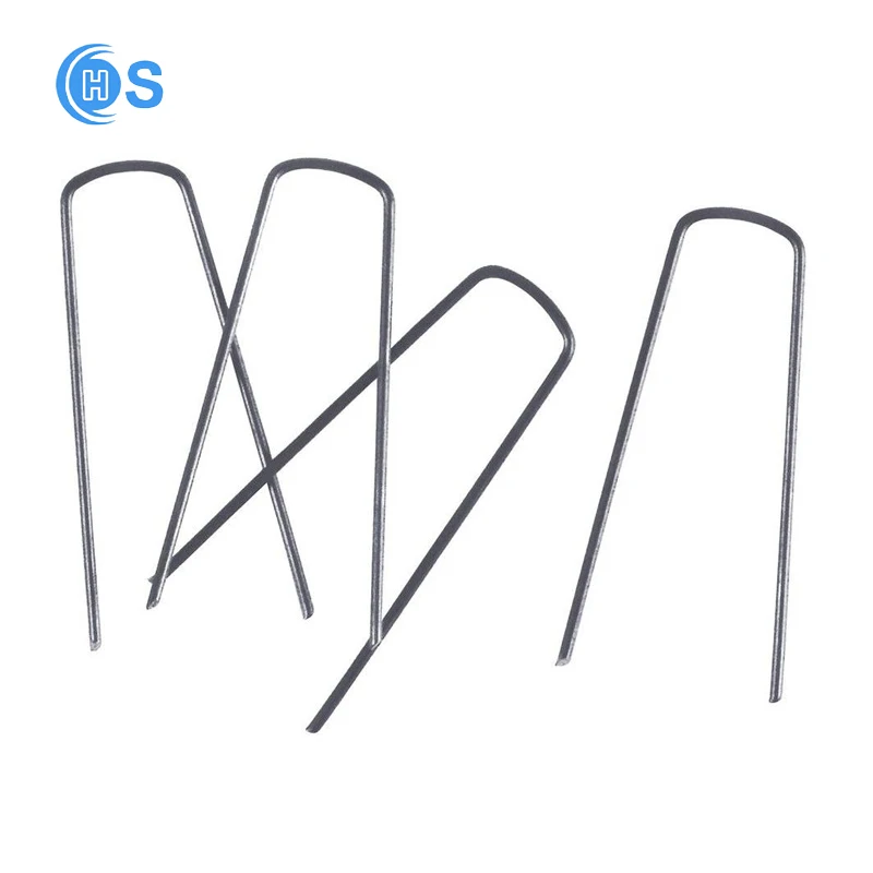 U shape galvanized artificial grass nails ground stakes garden staples tent peg securing flat point pins nails