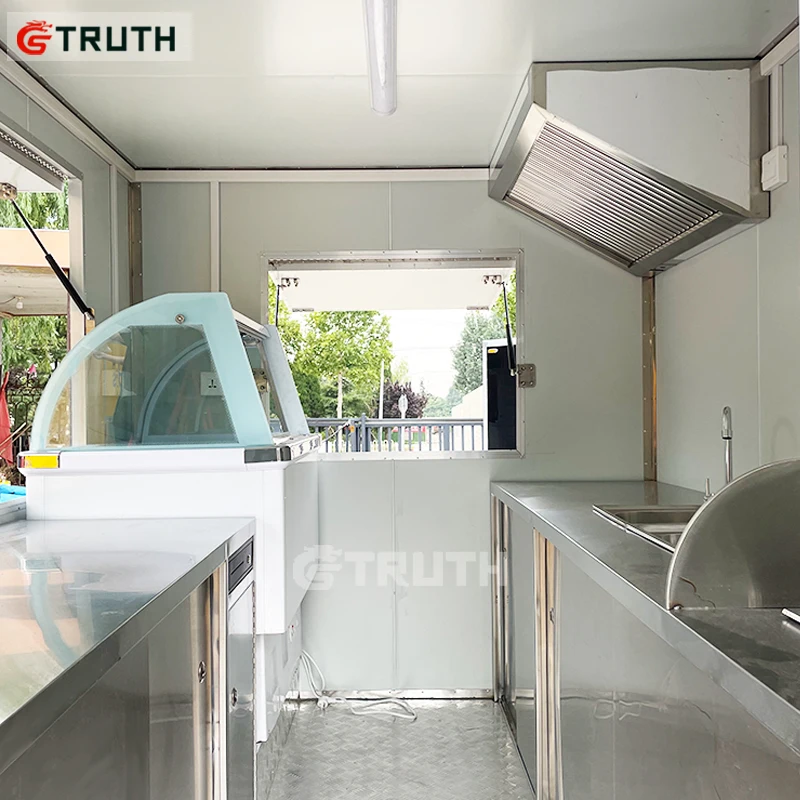 TRUTH ce approved snack fast coffee carts small burger mobile food truck galvanized 2.6m square food trailer