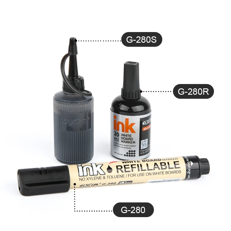 Gxin G-280S non-toxic 4 colors refill ink dry erase marker ink refill safety factory supplier refill white board marker ink