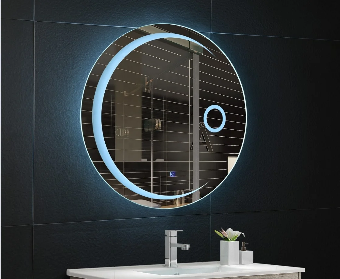 Factory simple frameless rectangle bluetooth music intelligent led mirror for bathroom furniture cabinet  used