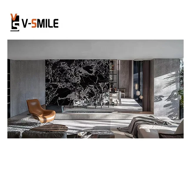 Fantasy Polished Black Marble Slabs Nero Grand Antique Marble For Interior Decoration