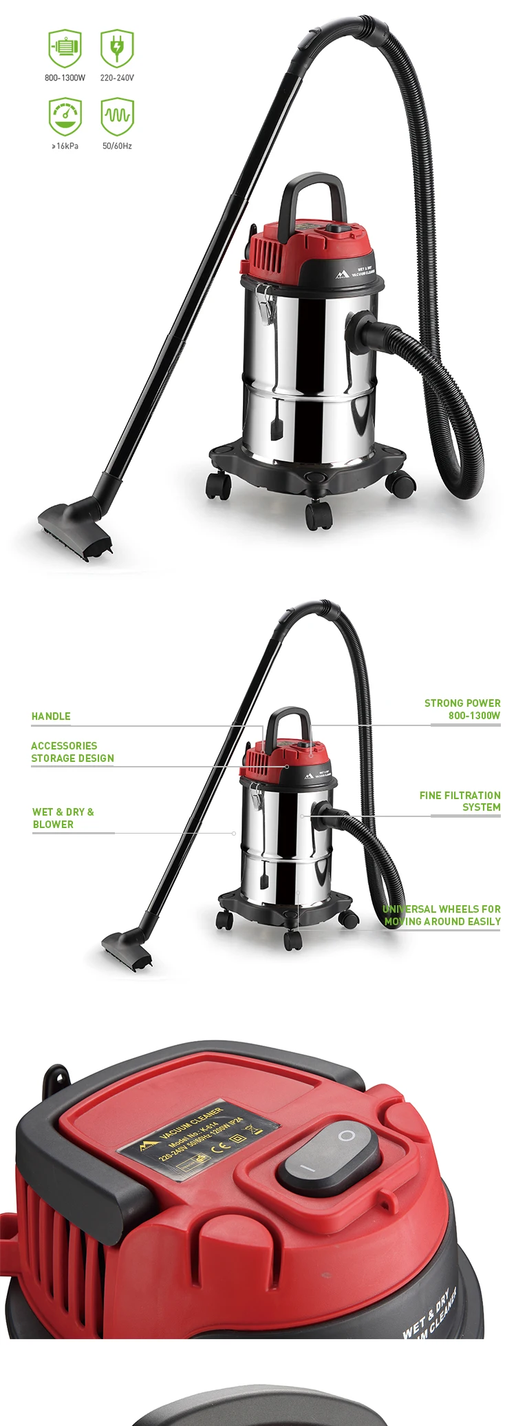 Wet Dry Vacuum 4 Gallon 4 Horsepower Stainless Steel Tank industrial wet dry vacuum cleaner