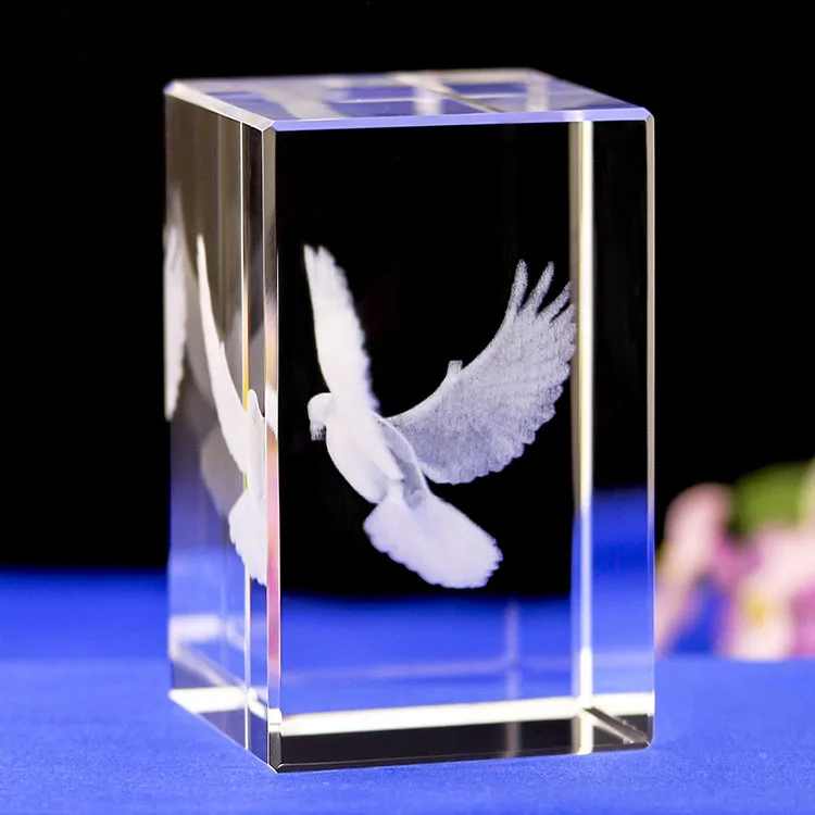 3d Laser Engraving Crystal Cube Sublimation Crystal Animals Dove Souvenir Crafts Valentine Wedding Ornaments gifts