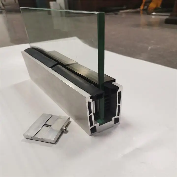 Tempered Balustrade Based Easy Install U Aluminium Channel Base Shoe For Hotel Aluminum Glass Railing Parts