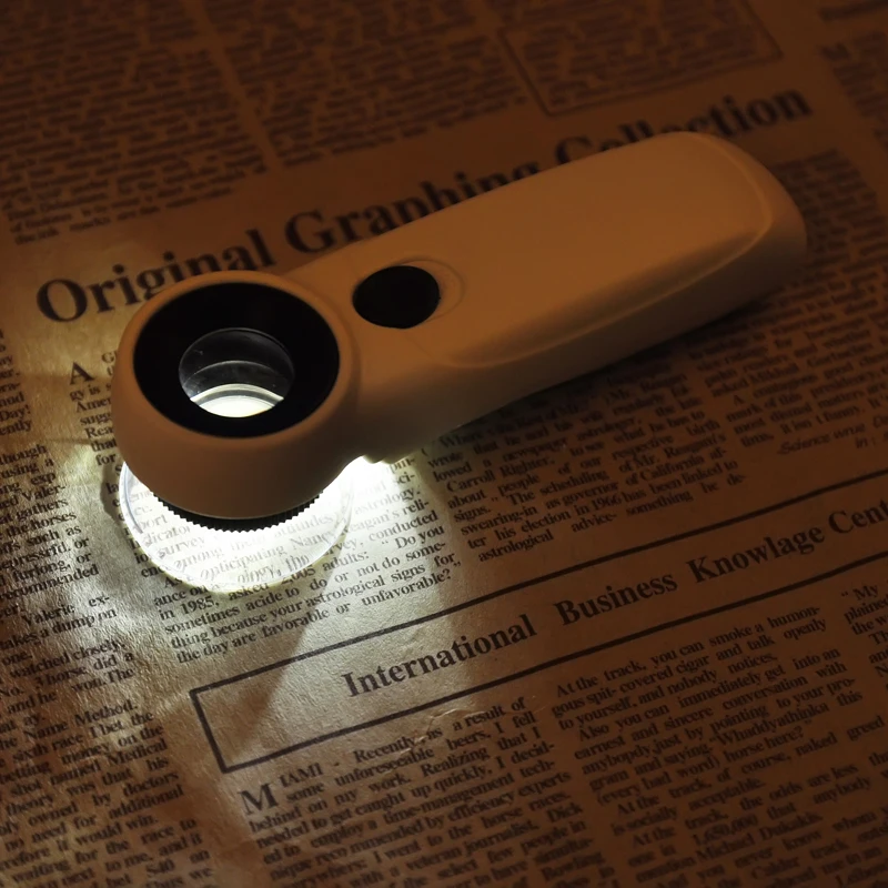 
Two LED light high power optical lenses hand-held antique identification mobile magnifier loupe lamp 