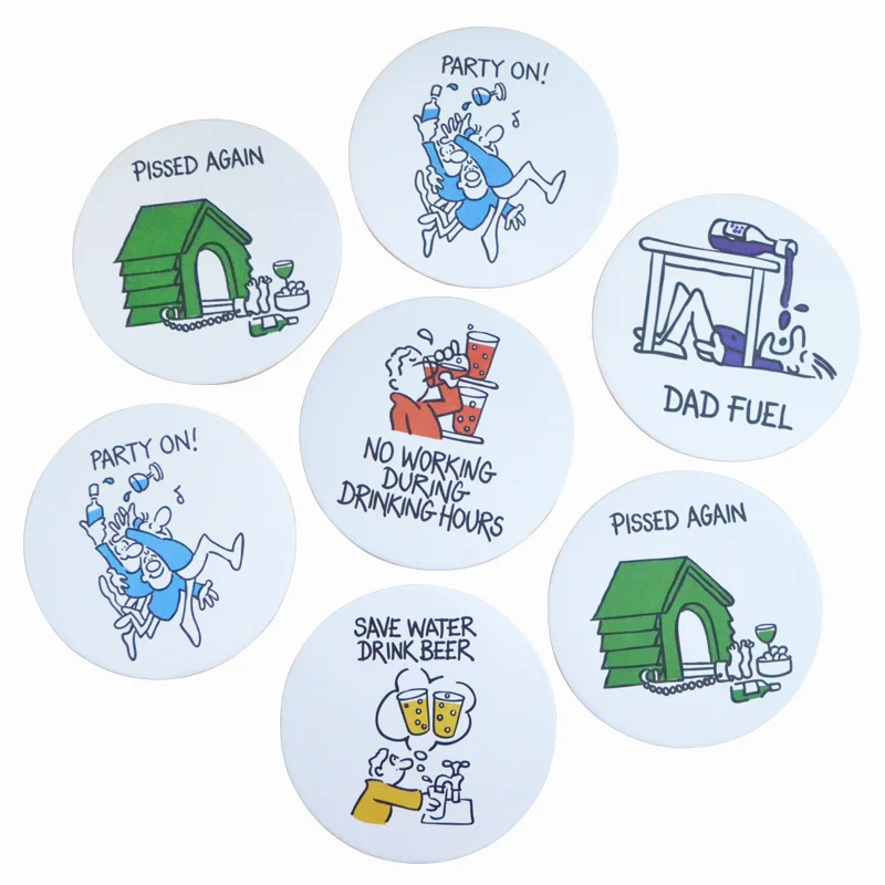Promotional advertising Custom Printed Round Cheap Eco-friendly Absorbent Paper Drink Cup Cardboard beer coasters
