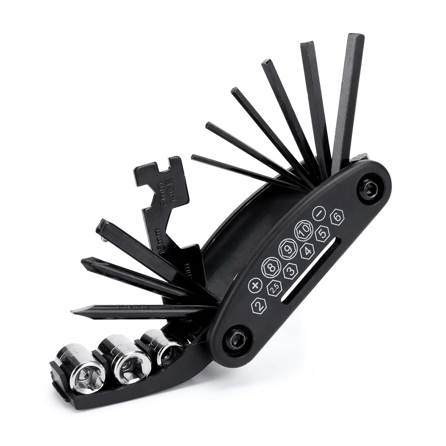 Bike Repair Tool - 16 in 1 Multifunction Bicycle Mechanic Repair Tool Kit Bicycle Fixie Cycling Repair Tools Set Black