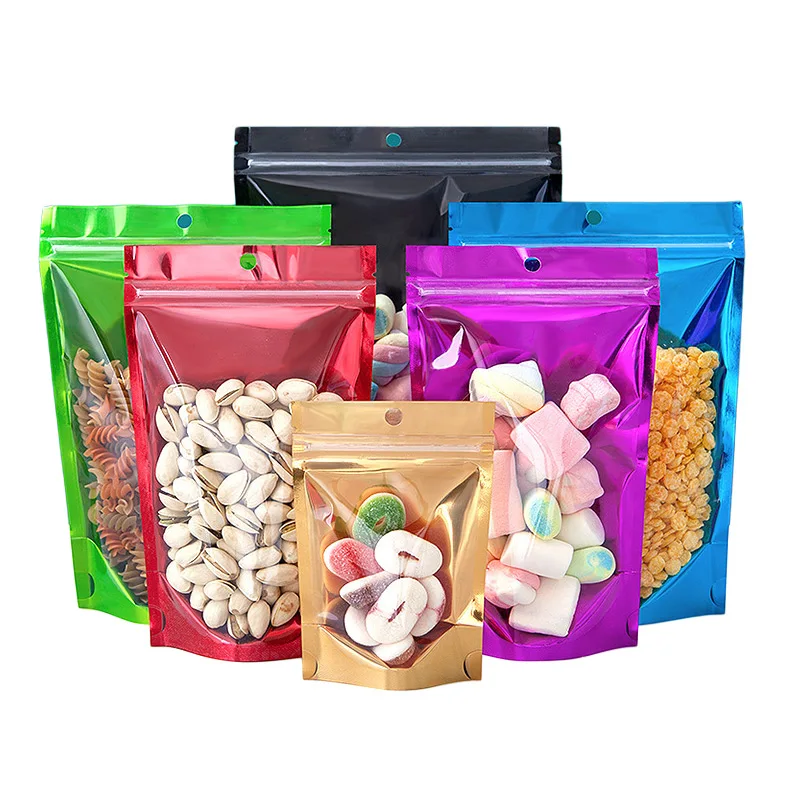 2024 Hot Selling Recyclable Wholesales Clear Pouch Stand up Aluminum Foil Ziplock Plastic Bag for Dried Food Storage