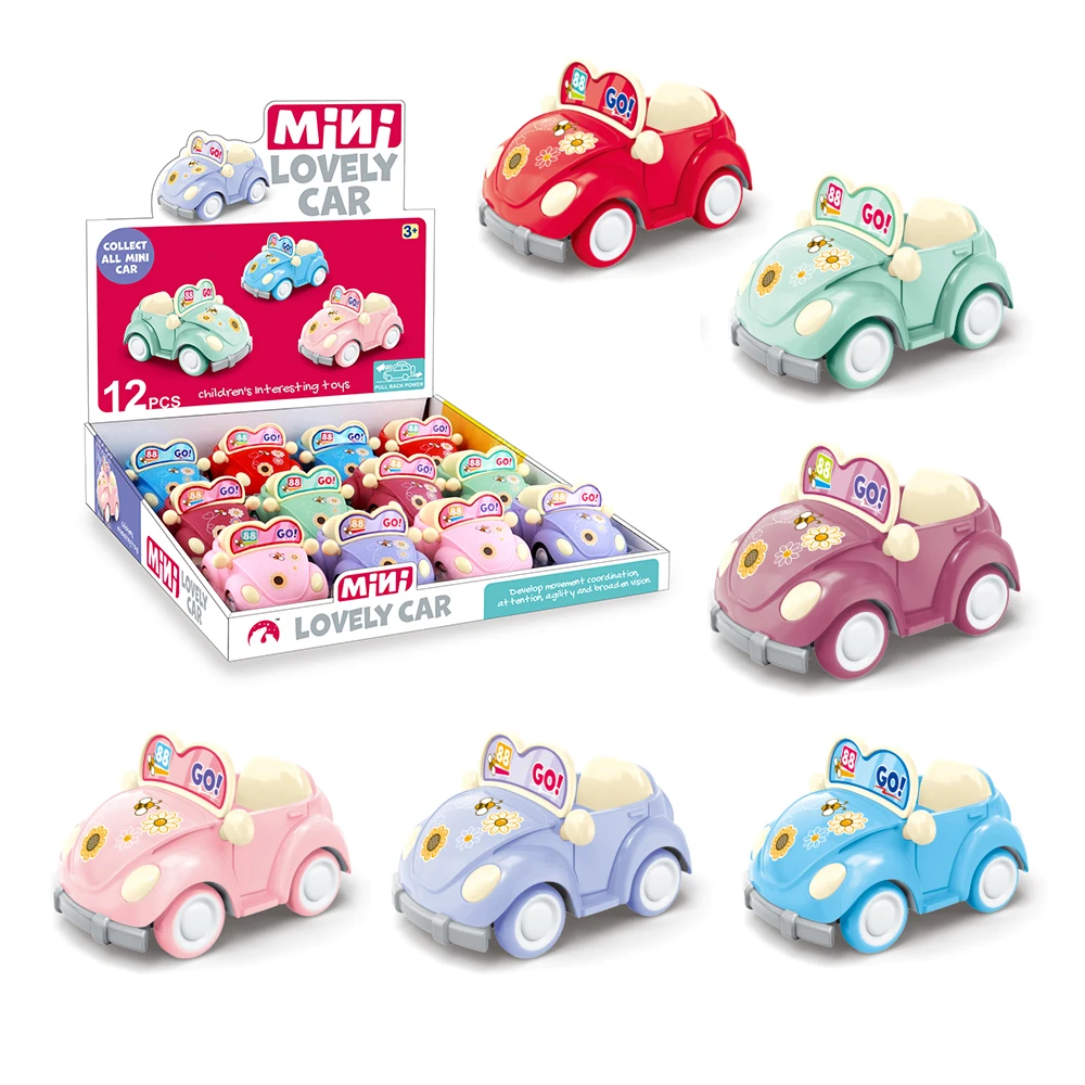 Hot Sale 1:64 Scale 12PCS/Box mini Model Car toys Pull Back Vehicles Children Friction Toys Car Pull Back Car
