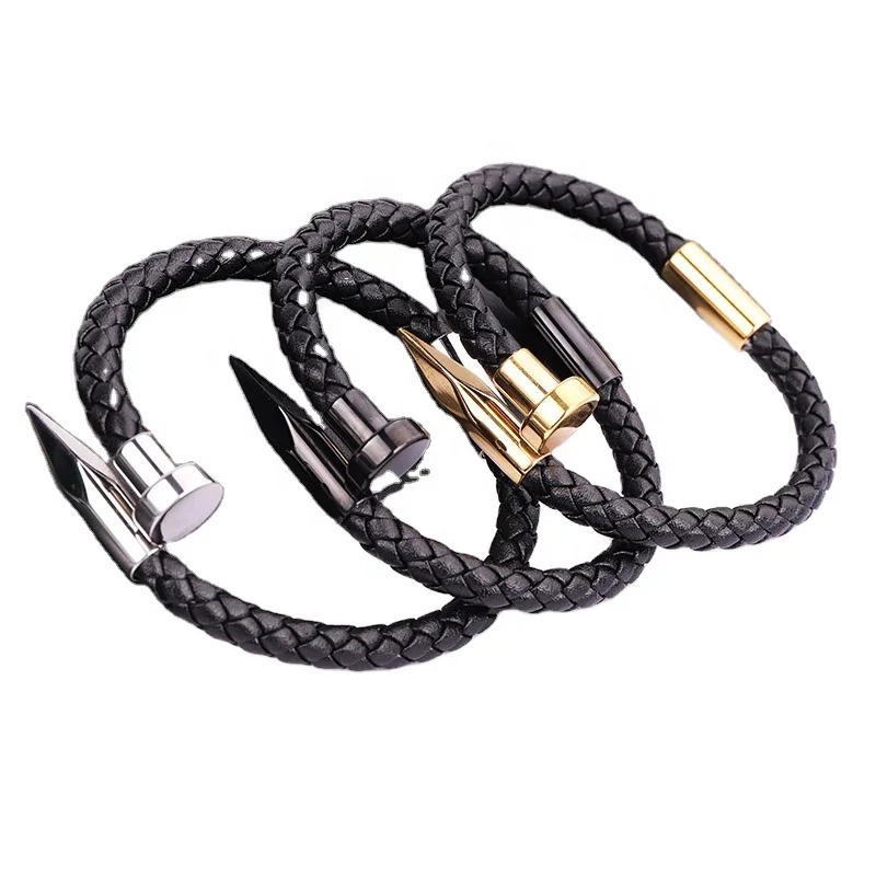 Sini Jewelry High Quality Cheap Price Men Leather Bracelet Stainless Steel Bracelet Genuine Leather Bracelet
