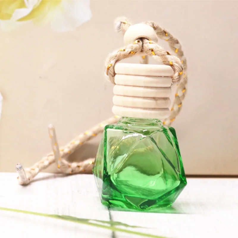 Customized Scents Round Ball Shaped Empty Clear Aroma Glass Car Scent Diffuser Bottle with Wooden Caps and Ropes