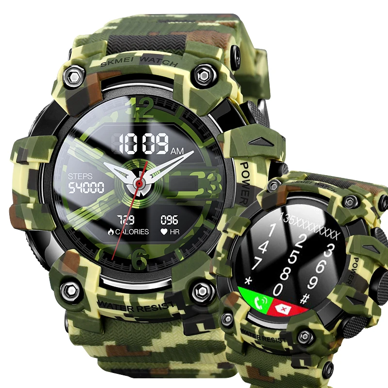 SKMEI S231 2023 best android BT call fitness smartwatch high quality camouflage green sport smart watch for men with tft display