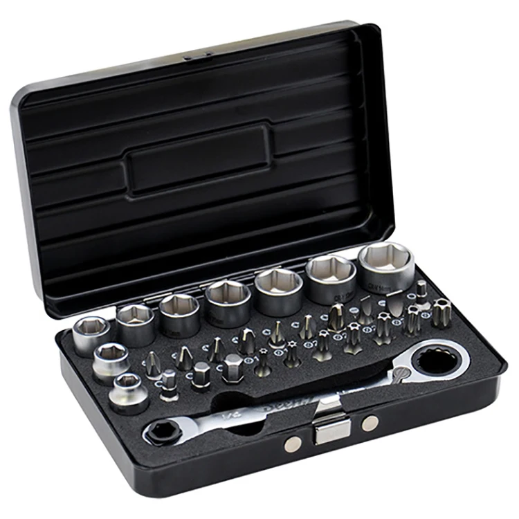 Small Spanner Deep Auto Repair Wrench -DEEN.J 31 pcs Low Profile Ratchet & Socket Set