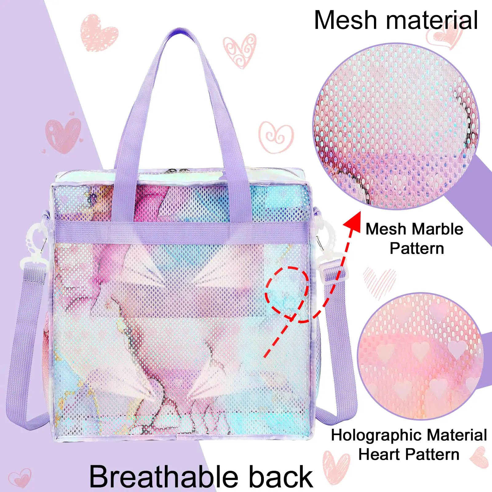 Clear Iridescent Reusable  Plastic PVC Gift Wrap Tote holographic Bag Halloween Bags Holographic Small Gift Bag