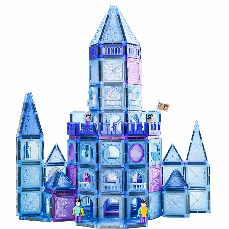 102pcs Frozen Princess Castle Magnetic Tiles Building Blocks - 3D Diamond Blocks, Girl Birthday Gifts Kids