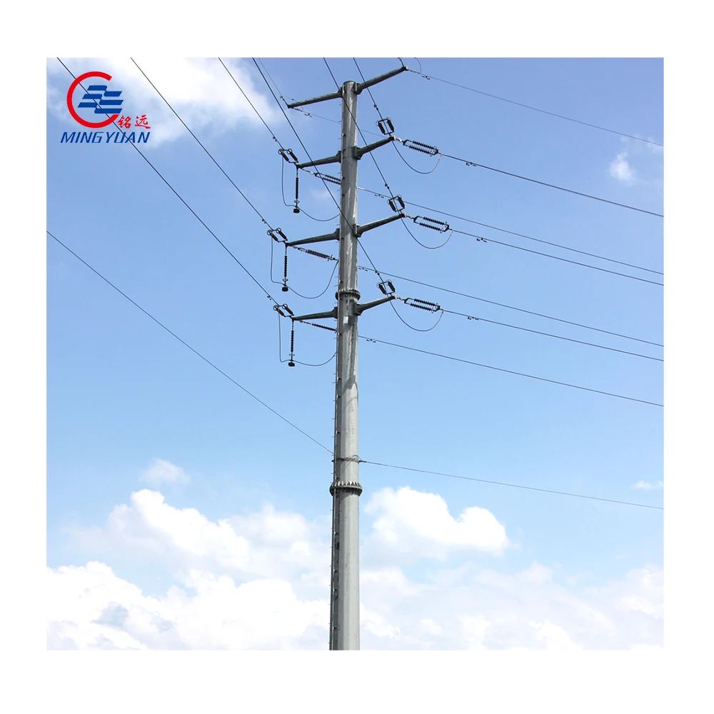 6m-50m power distribution pole hot dip galvanized electric steel pole