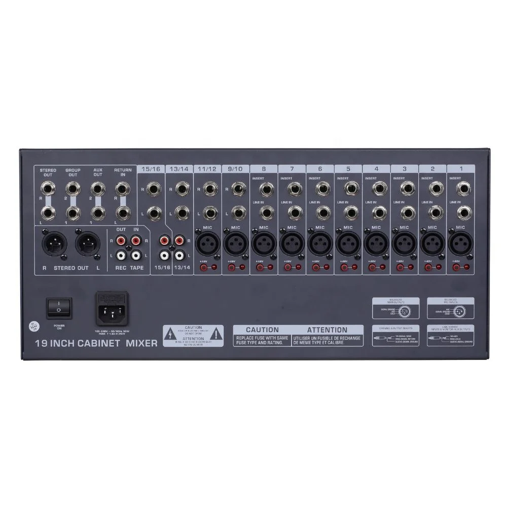 MJ-1204 99 Sound Effects 12 channels Mixer Microphone Preamplifier in 3U Rack interface audio mixer