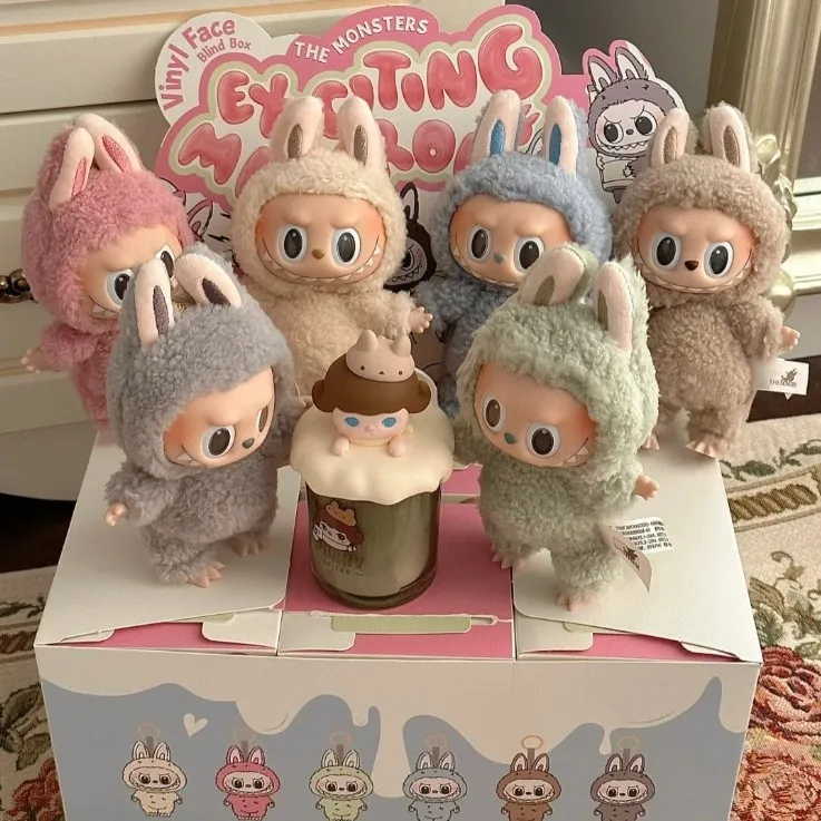 High end Labubu Stock Creative Labubu Doll Macaron Bind Box Pop marts Trendy Play Plush Keychain Figure Kids Toys For Gift
